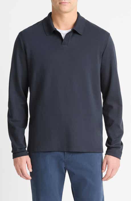 Vince Milano Stitch Johnny Collar Long Sleeve Polo