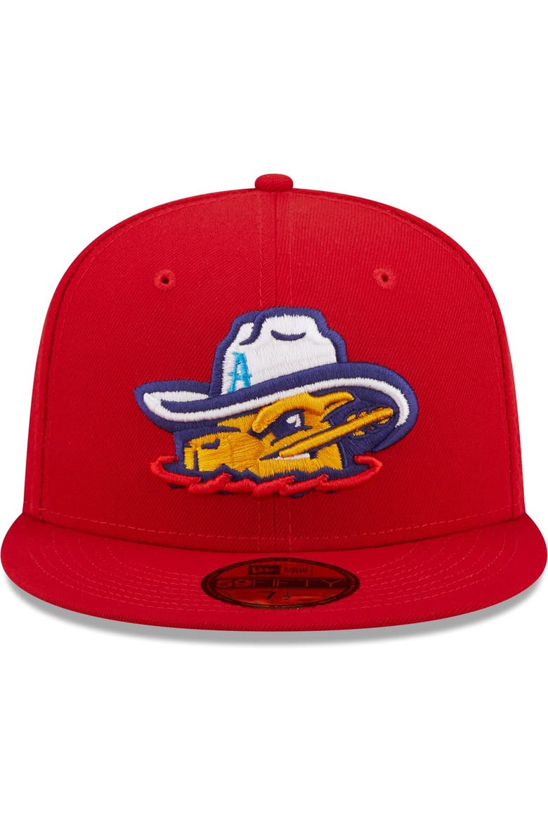 Men's New Era Red Amarillo Sod Poodles Authentic Collection 59FIFTY Fitted Hat, Alternate, color, Red