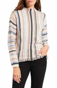 NIC+ZOE Early Frost Stripe Cotton Blend Sweater