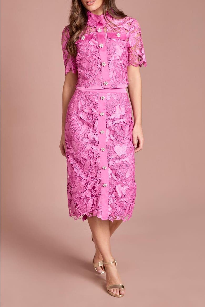 Lace Embroidered Pencil Skirt, Alternate, color, Pink