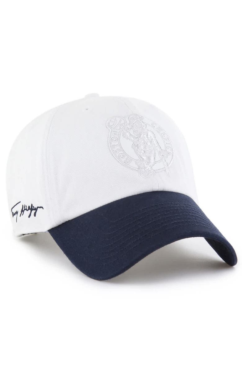 '47 Men's '47 x Tommy Hilfiger White/Navy Boston Celtics Courtside Cleanup Adjustable Hat, Main, color, White