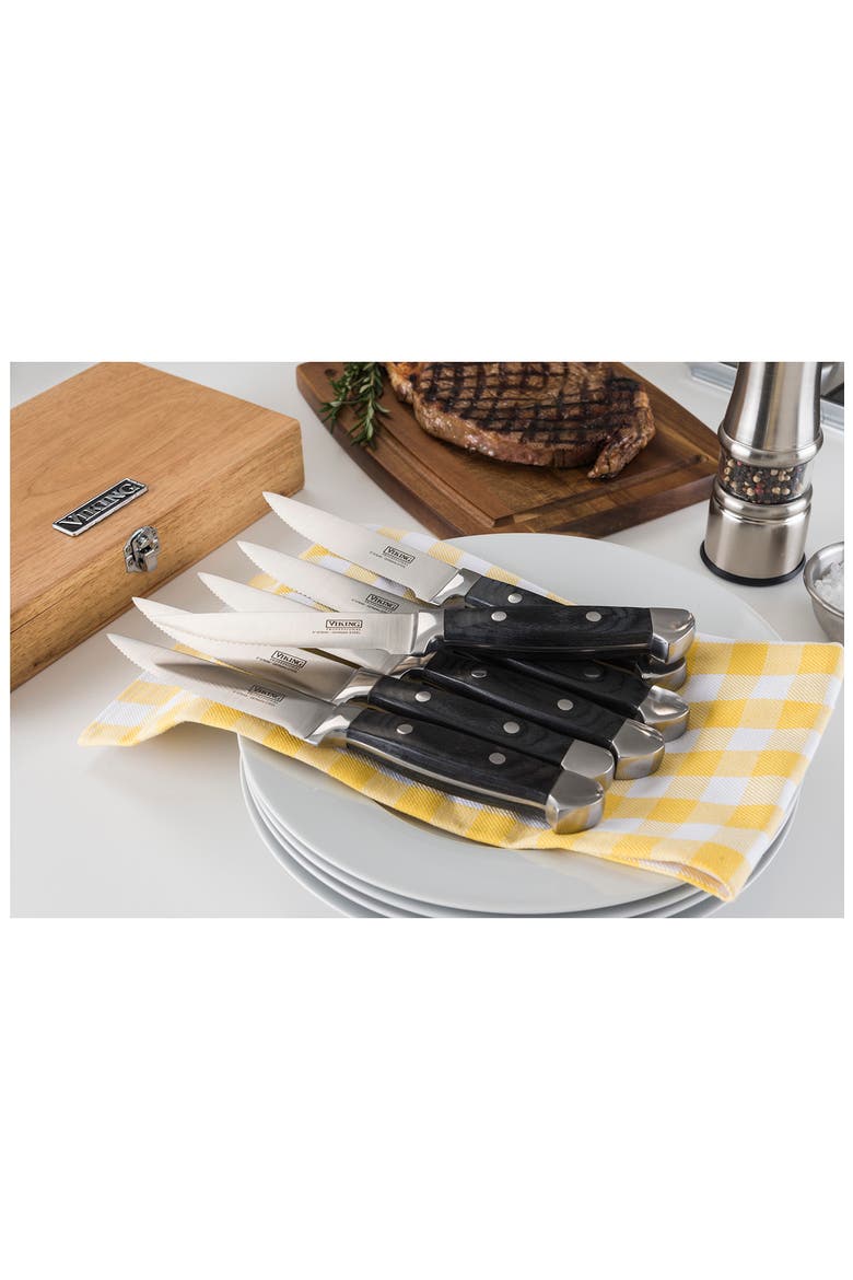 Steakhouse 6-Piece Pakka Wood Steak Knife Set, Alternate, color, BLACK