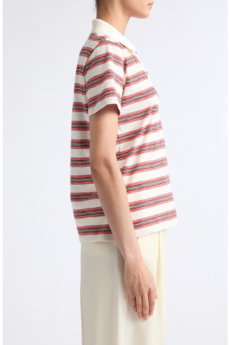 Stripe Polo, Alternate, color, WHITE/ RED