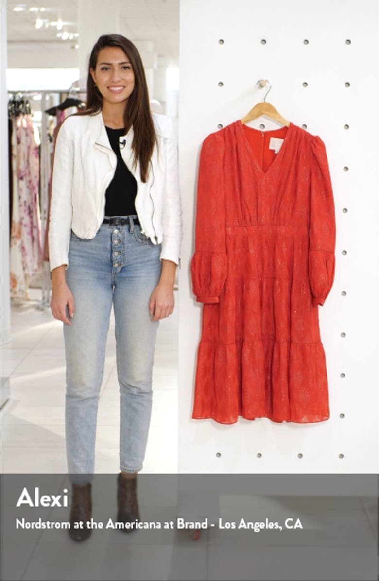 Annette Metallic Jacquard Long Sleeve Dress, sales video thumbnail