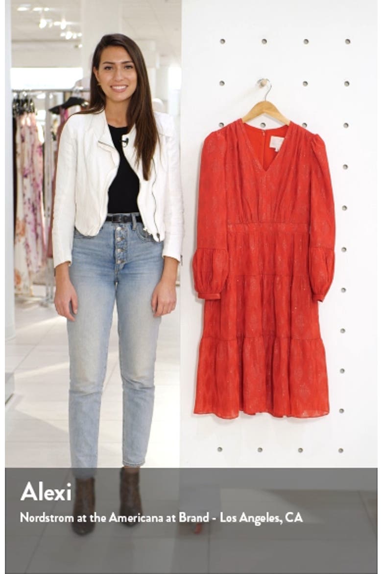 Annette Metallic Jacquard Long Sleeve Dress video