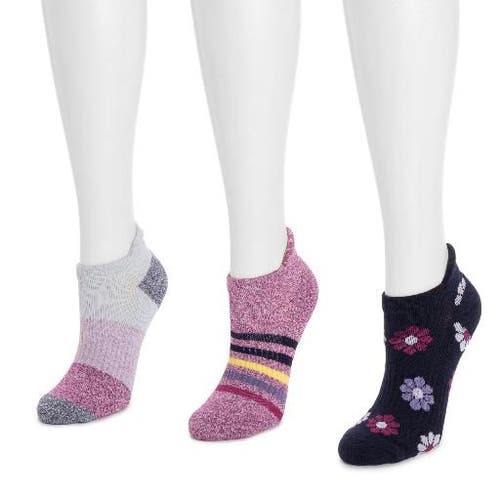 Muk Luks Cotton Compression Ankle Socks 3 Pair Pack In Multi
