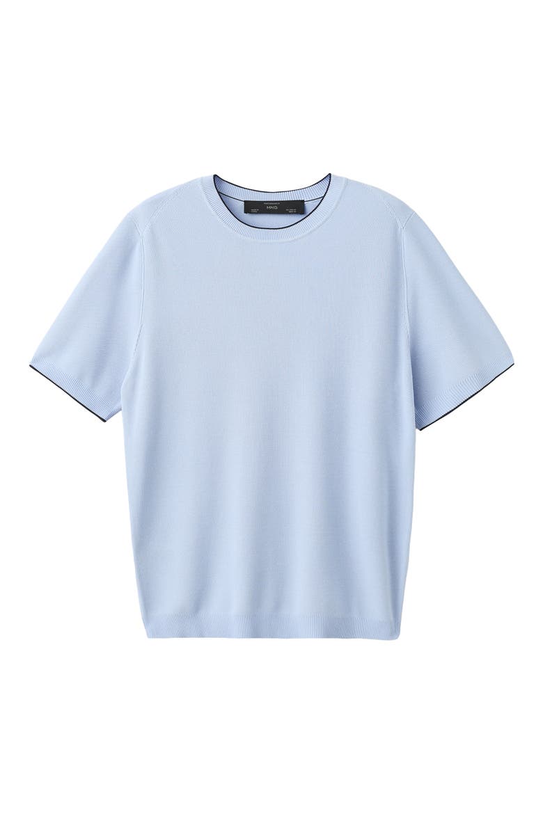 Short Sleeve Piqué Top, Alternate, color, SKY BLUE