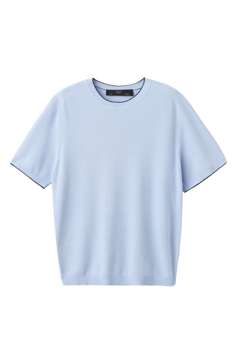 MANGO Short Sleeve Piqué Top, Alternate, color, Sky Blue
