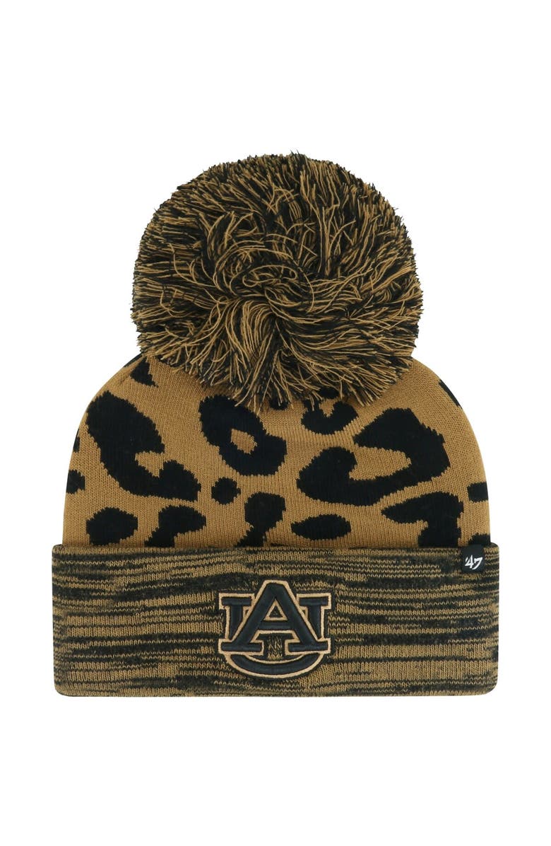 '47 Women's '47 Brown Auburn Tigers Rosette Cuffed Knit Hat with Pom, Main, color, Brown