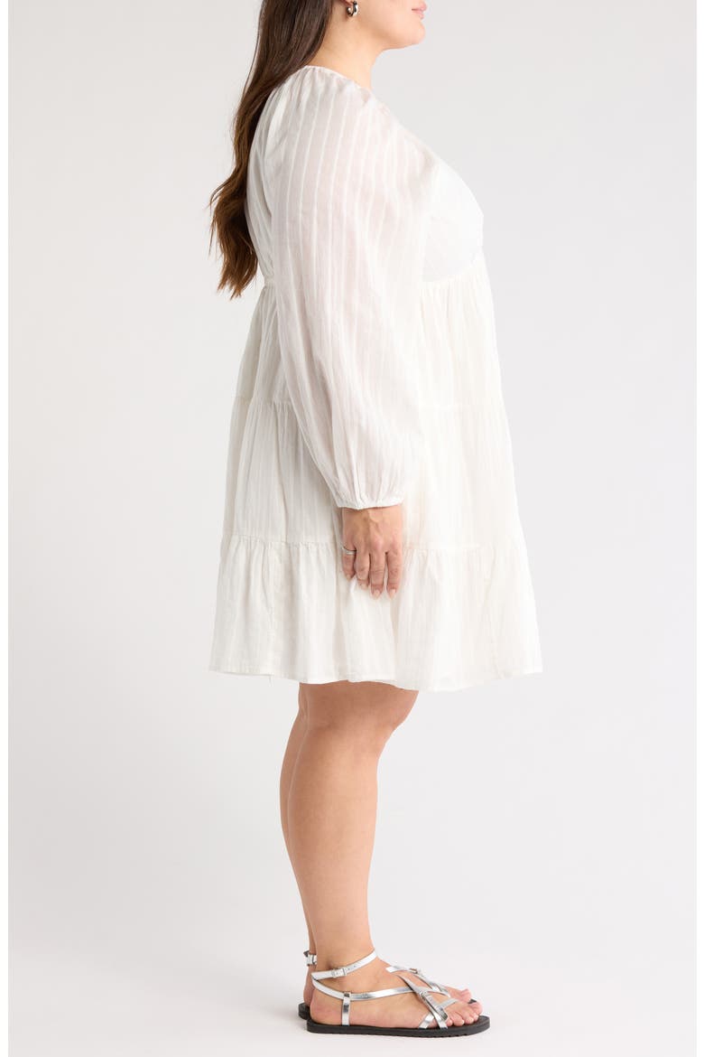 Tiered Long Sleeve Babydoll Dress, Alternate, color, IVORY EGRET