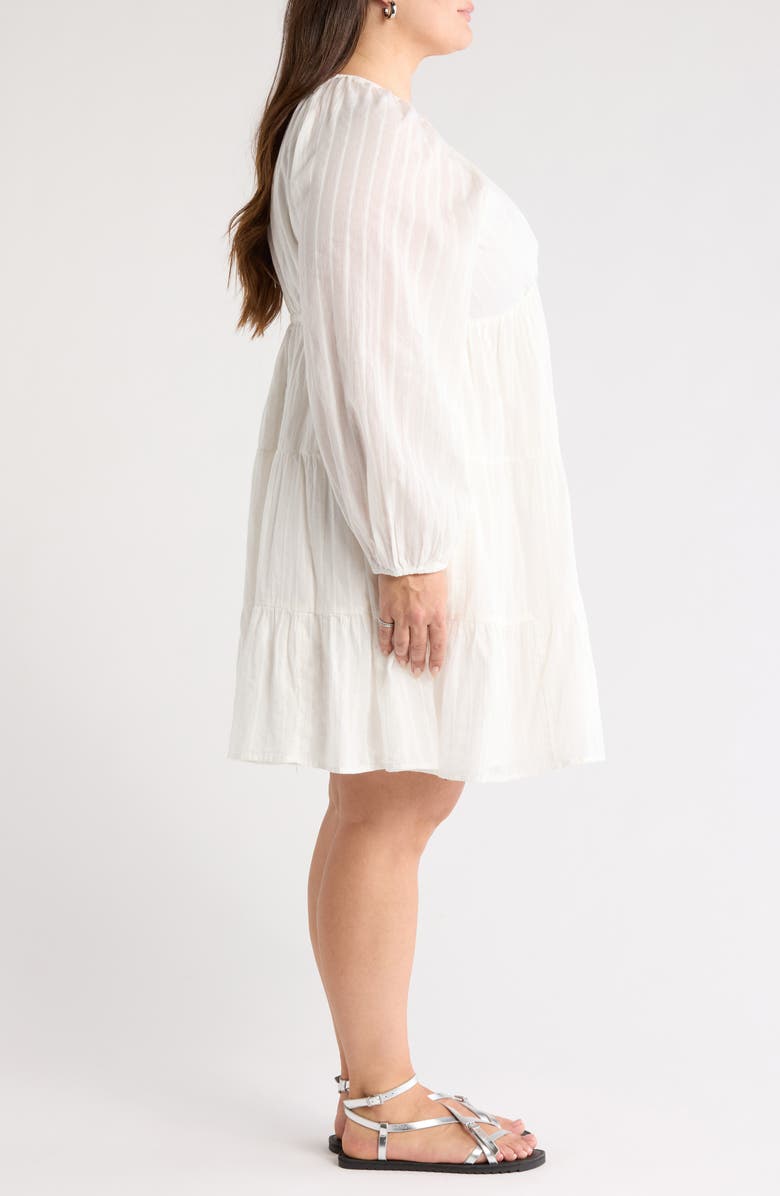 Treasure & Bond Tiered Long Sleeve Babydoll Dress, Alternate, color, Ivory Egret
