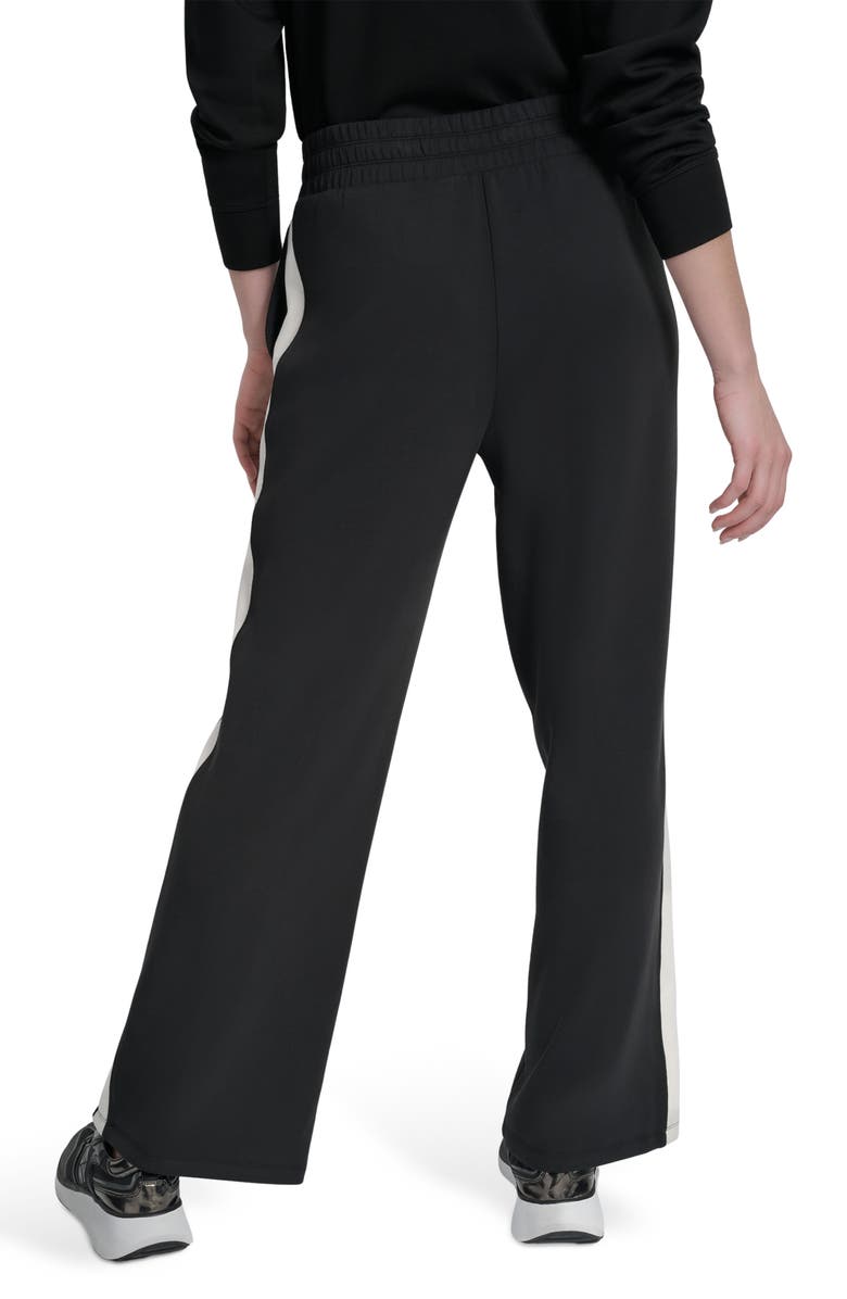 DKNY High Waist Modified Wide Leg Track Pants, Alternate, color, Black/ Eggnog