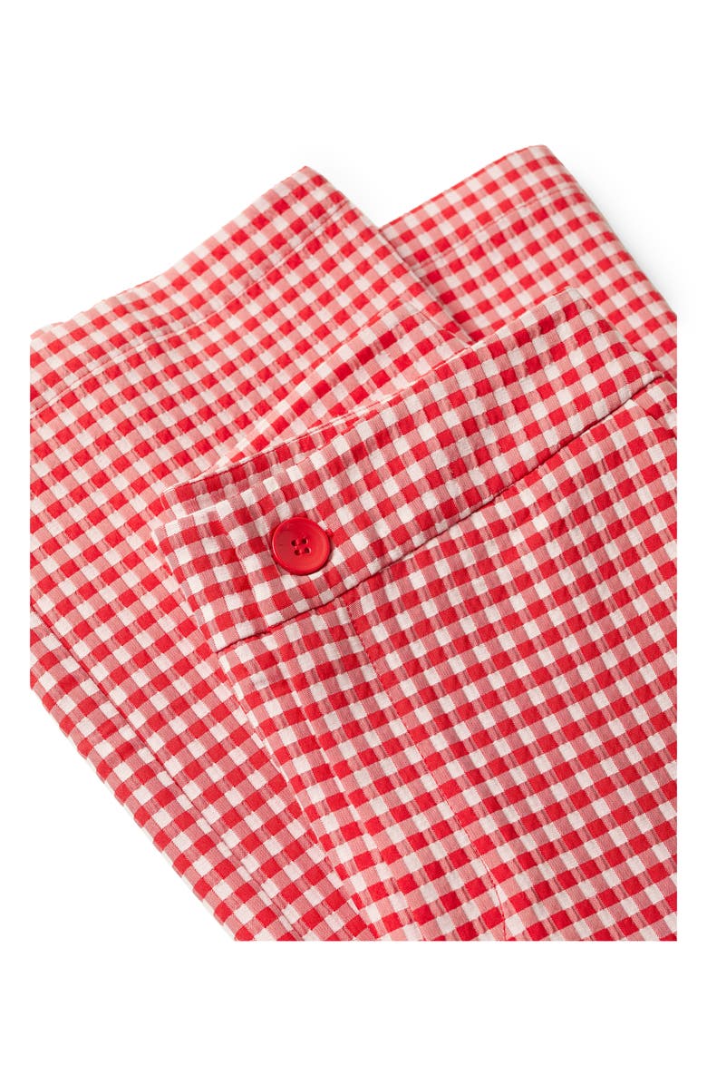 MANGO Gingham Print Crop Trousers, Alternate, color, 