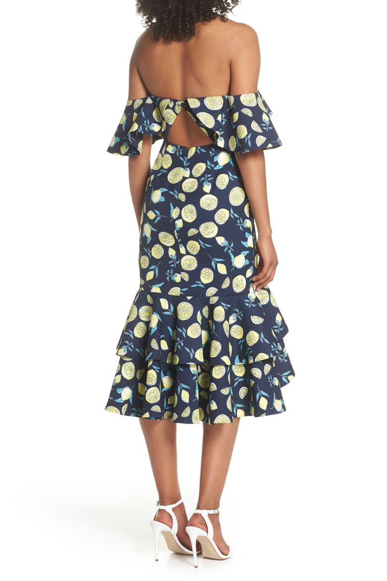Sasha Off the Shoulder Dress, Alternate, color, LEMON PRINT