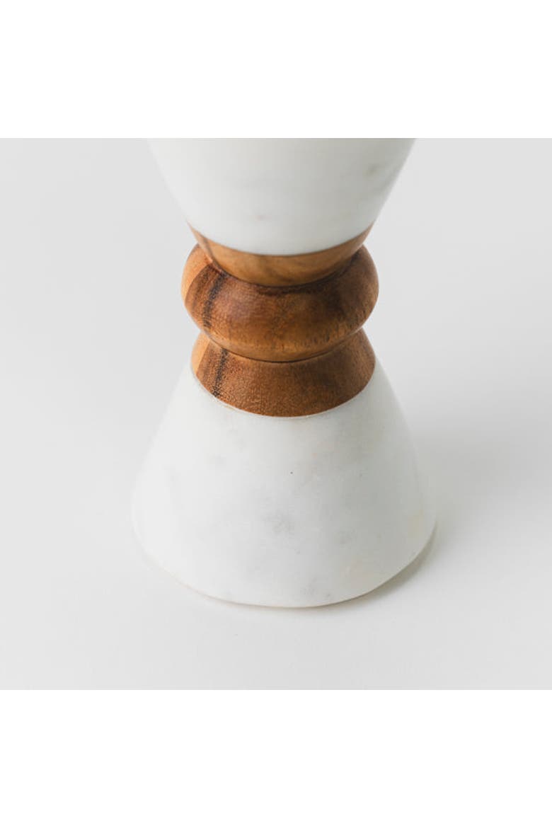 Heirloom Marble & Acacia Candleholders, Alternate, color, White