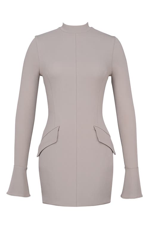 House Of Cb Mahalia Long Sleeve Minidress In Moon Rock