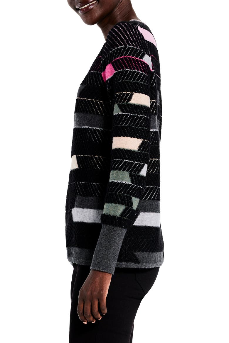Shaded Stripes Sweater, Alternate, color, BLACK/ PINK MULTI