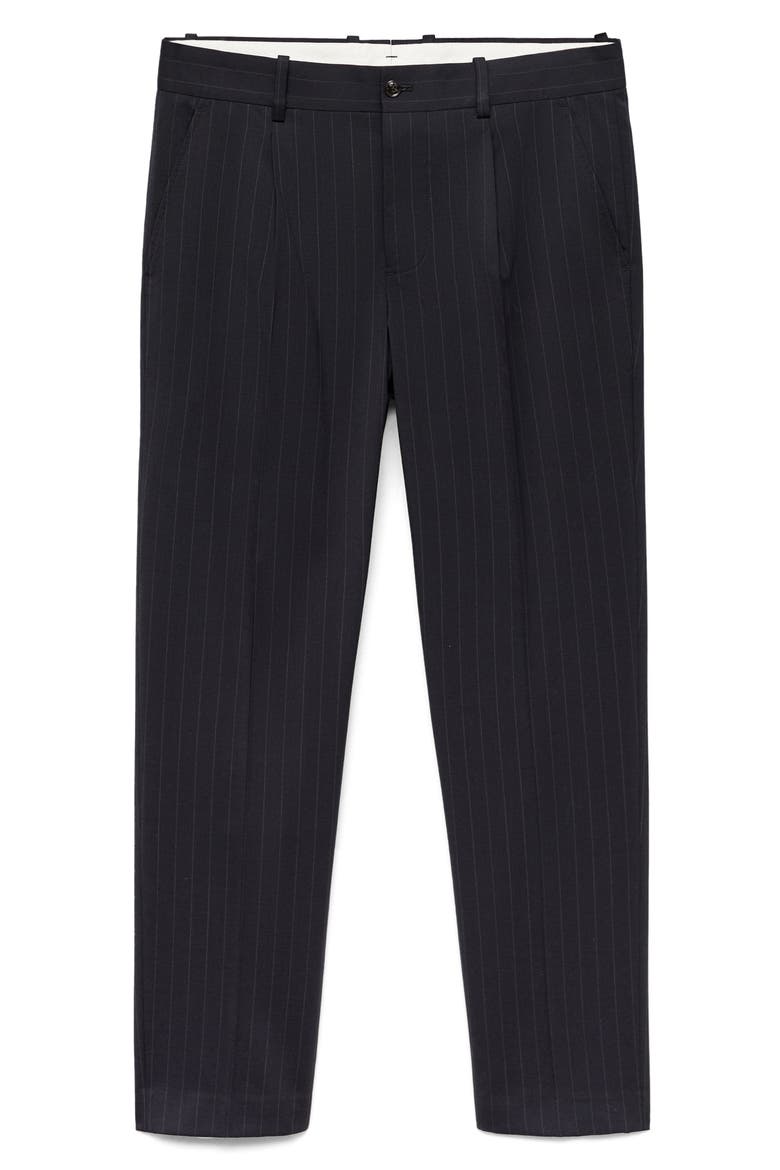 Slim Fit Pleated Pinstripe Suit Pants, Main, color, DARK NAVY