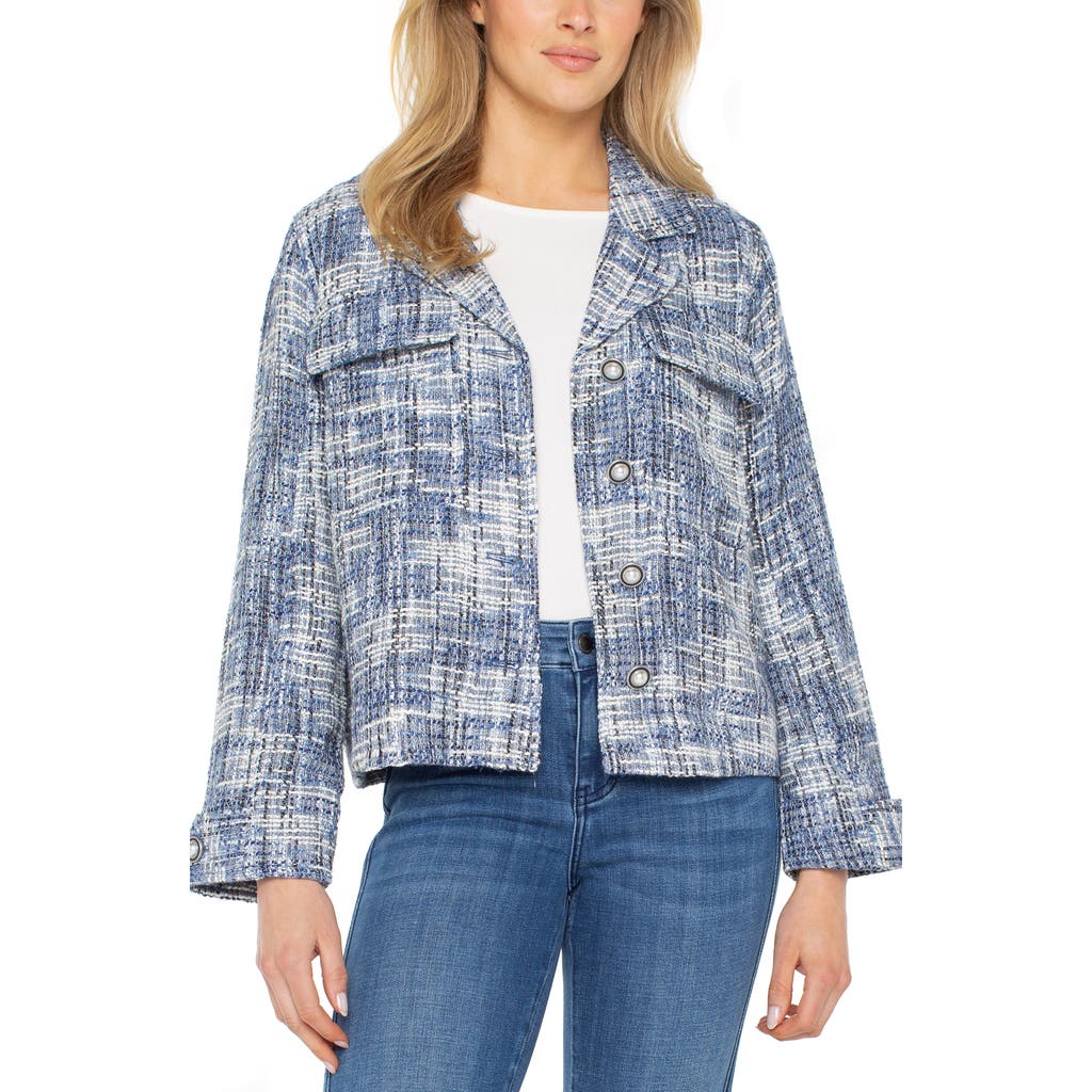 Liverpool Los Angeles Boxy Tweed Jacket in Blue Multi  product