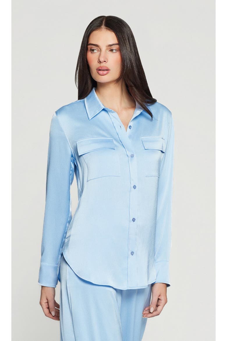 Lanier Hammered Satin Shirt, Alternate, color, Light Blue