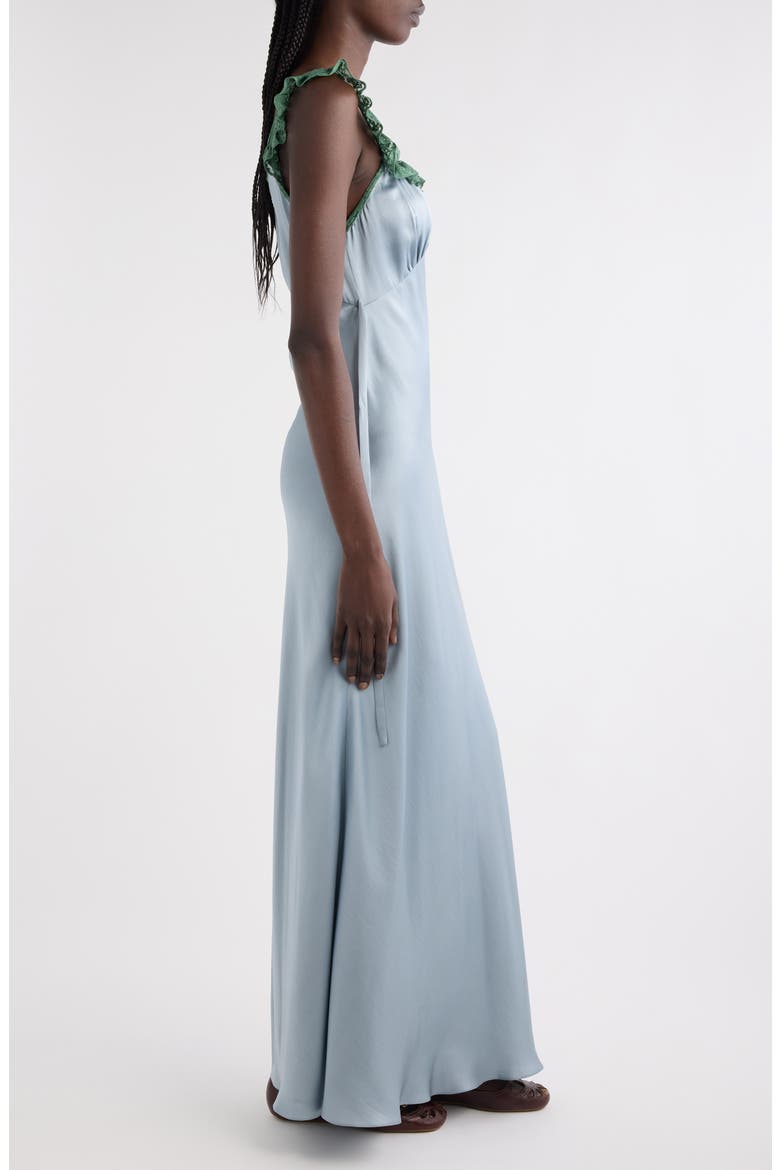 chloe blue lace dress Chlo Lace-Trimmed Silk Maxi Dress - Blue - 20% Off