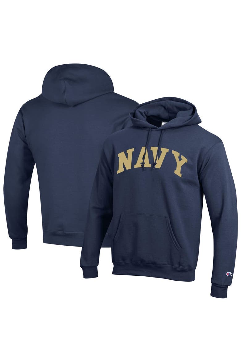 Men's Champion  Navy Navy Midshipmen Basic Arch Fleece Pullover Hoodie, Alternate, color, Navy