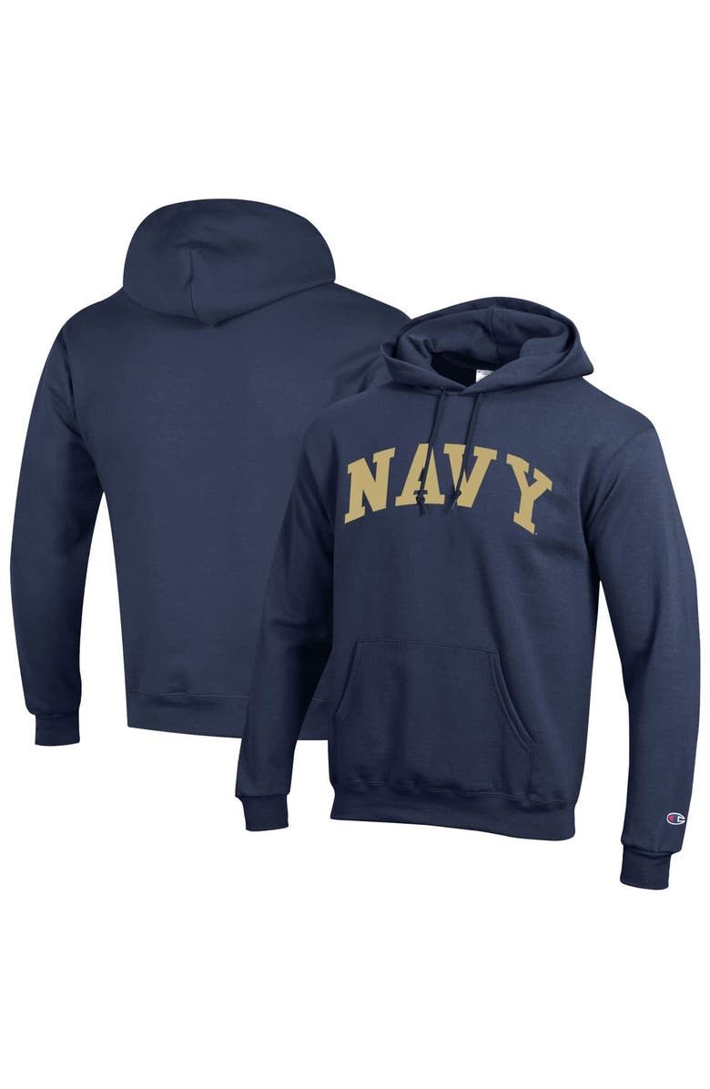 Champion Men's Champion  Navy Navy Midshipmen Basic Arch Fleece Pullover Hoodie, Alternate, color, 