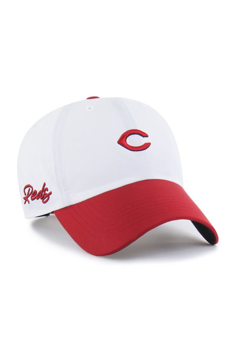 Men's '47 White/Red Cincinnati Reds Vista Mini Clean Up brrr° Adjustable Hat, Alternate, color, White