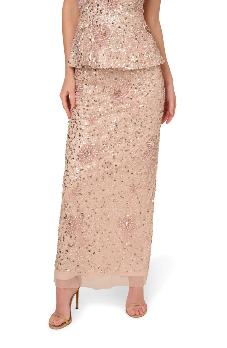 Adrianna Papell Beaded Peplum Sleeveless Gown, Alternate, color,