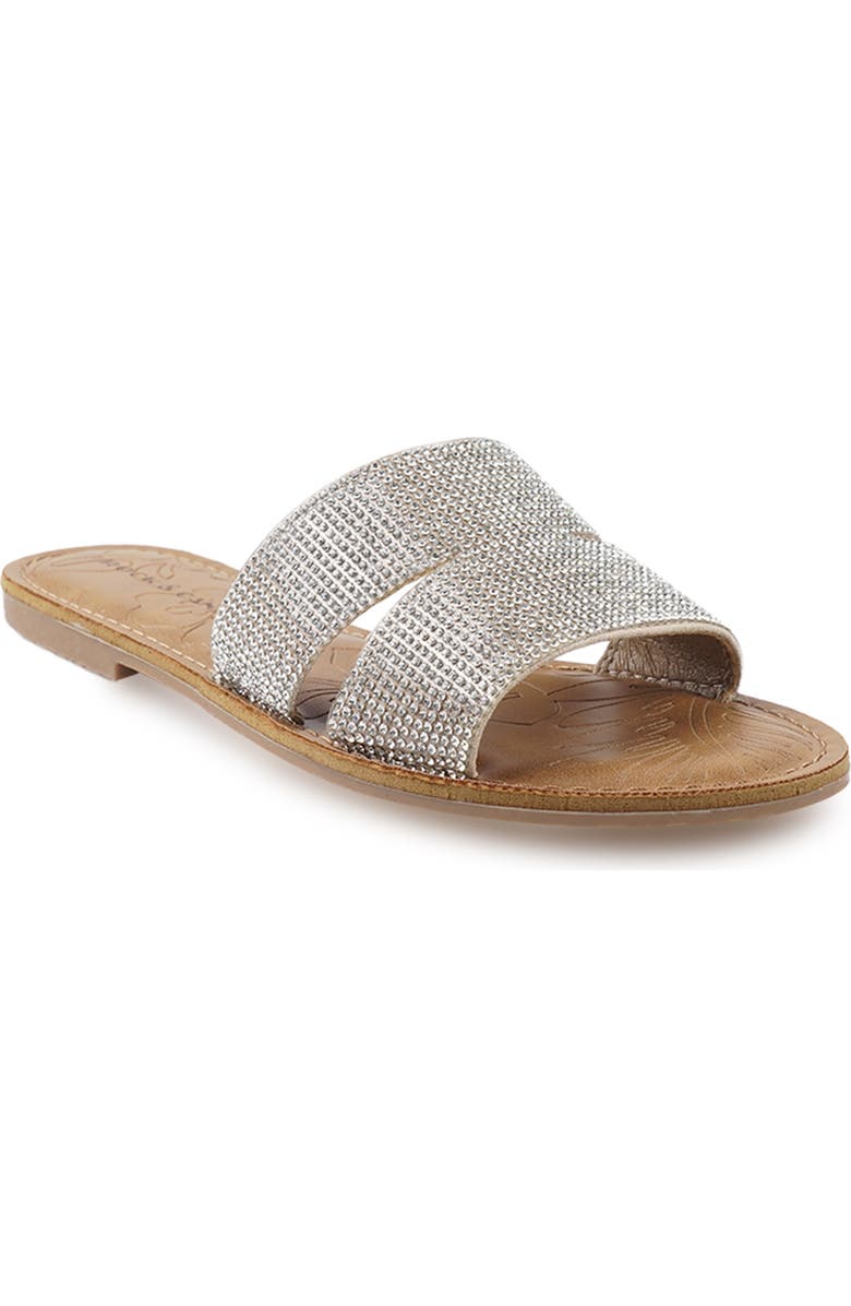 ROCK AND CANDY Double Cutout Crystal Slide Sandal, Main, color, Beige