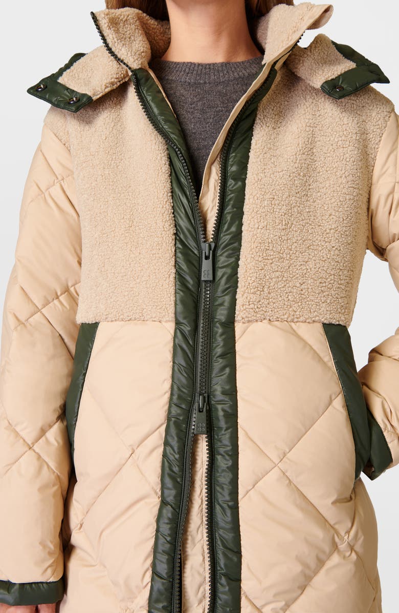 Sweaty Betty Navigate Long Hooded Mixed Media Coat, Alternate, color, 