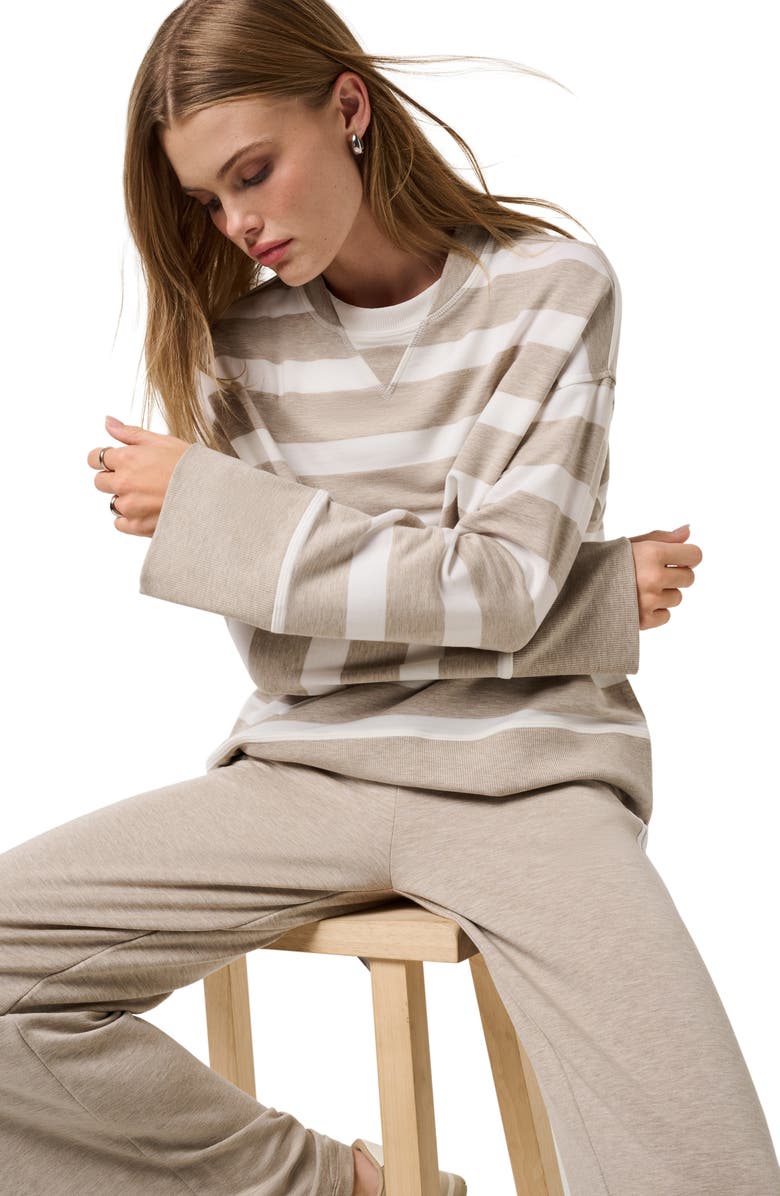 TravisMathew Cloud Oversize Terry Sweatshirt, Alternate, color, Heather Soft Taupe Multi