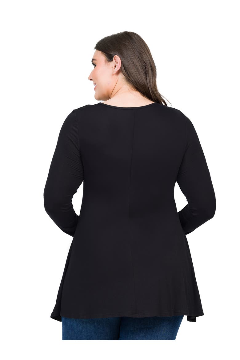 Plus Size Poised Long Sleeve Swing  Tunic Top, Alternate, color, Black