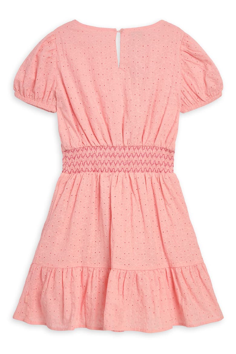 Kids' Embroidered Eyelet Puff Sleeve Dress, Alternate, color, IMPATIENS PINK