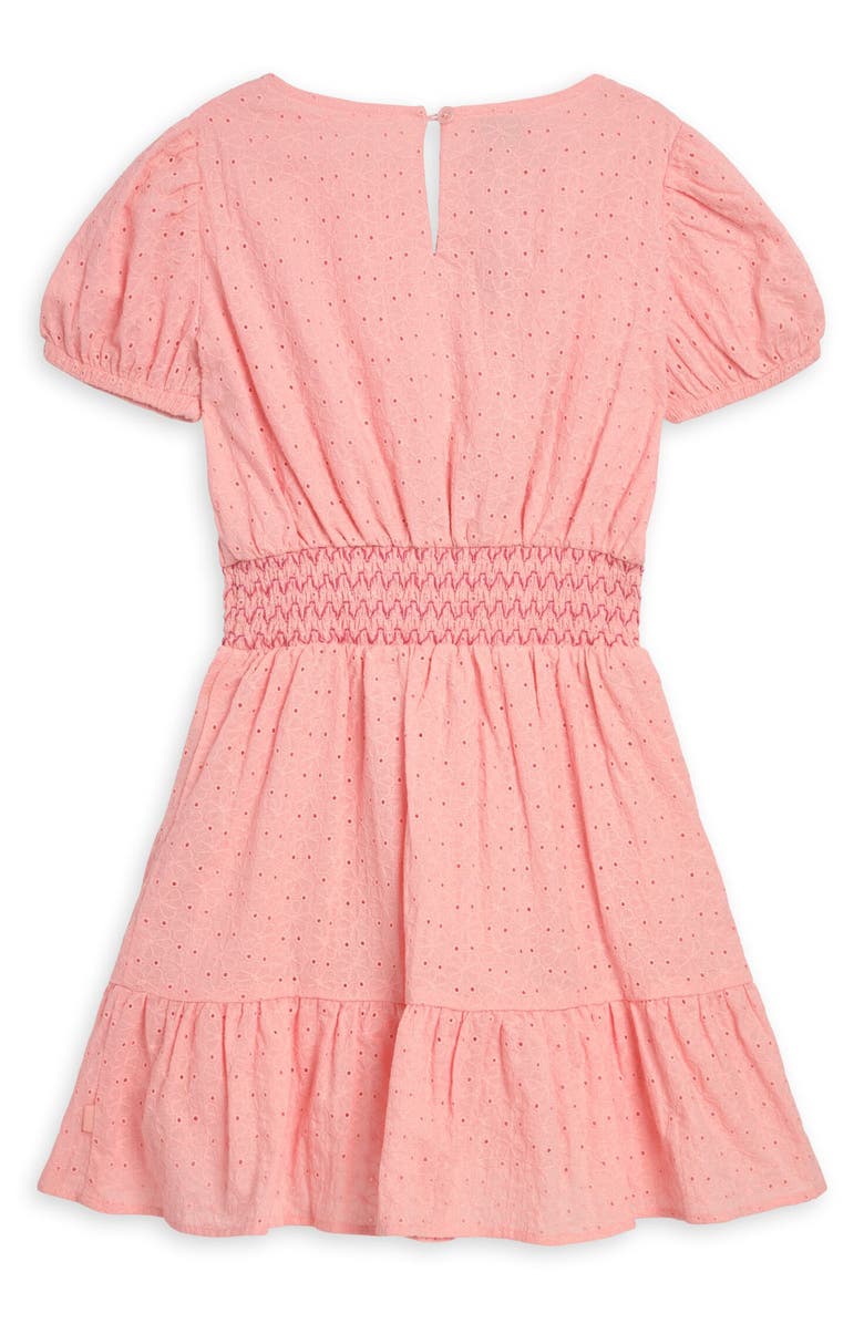 Scotch & Soda Kids' Embroidered Eyelet Puff Sleeve Dress, Alternate, color, Impatiens Pink