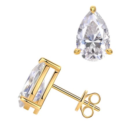 Sterling Silver Gold-Tone Crystal Earrings