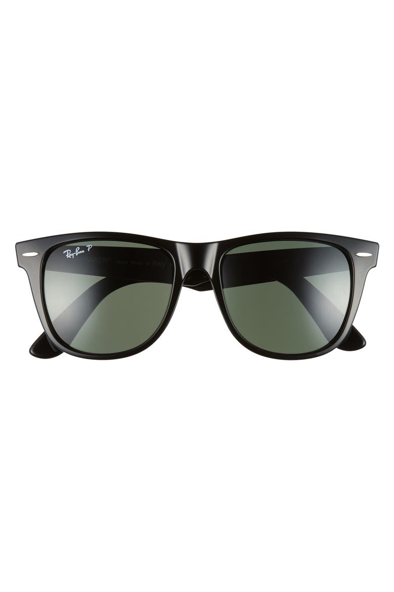 Classic Wayfarer Polarized 54mm Sunglasses, Alternate, color, BLACK