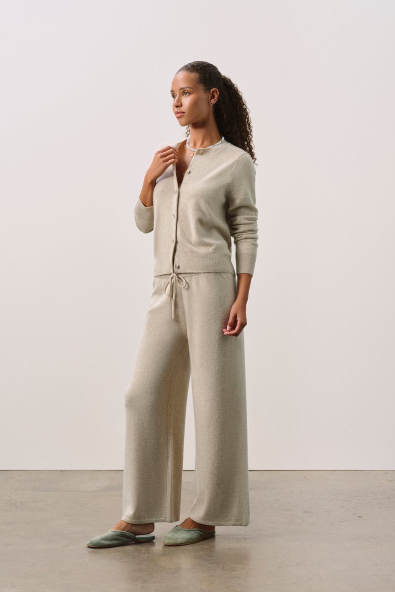 JAYLA BUTTON-UP CASHMERE CARDIGAN, Alternate, color, Flax