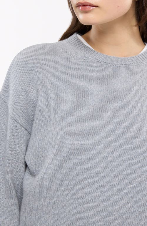 Another Tomorrow Cashmere Knit Sweatshirt In Heather Grey
