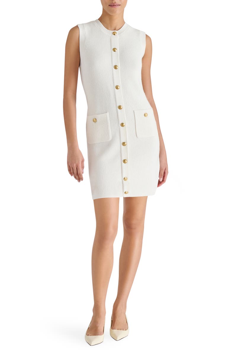 Steve Madden Mitsy Sleeveless Rib Sweater Dress, Main, color, Whisper White