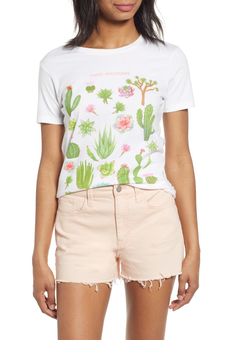 Botanic Succulents Graphic Tee, Main, color, WHITE