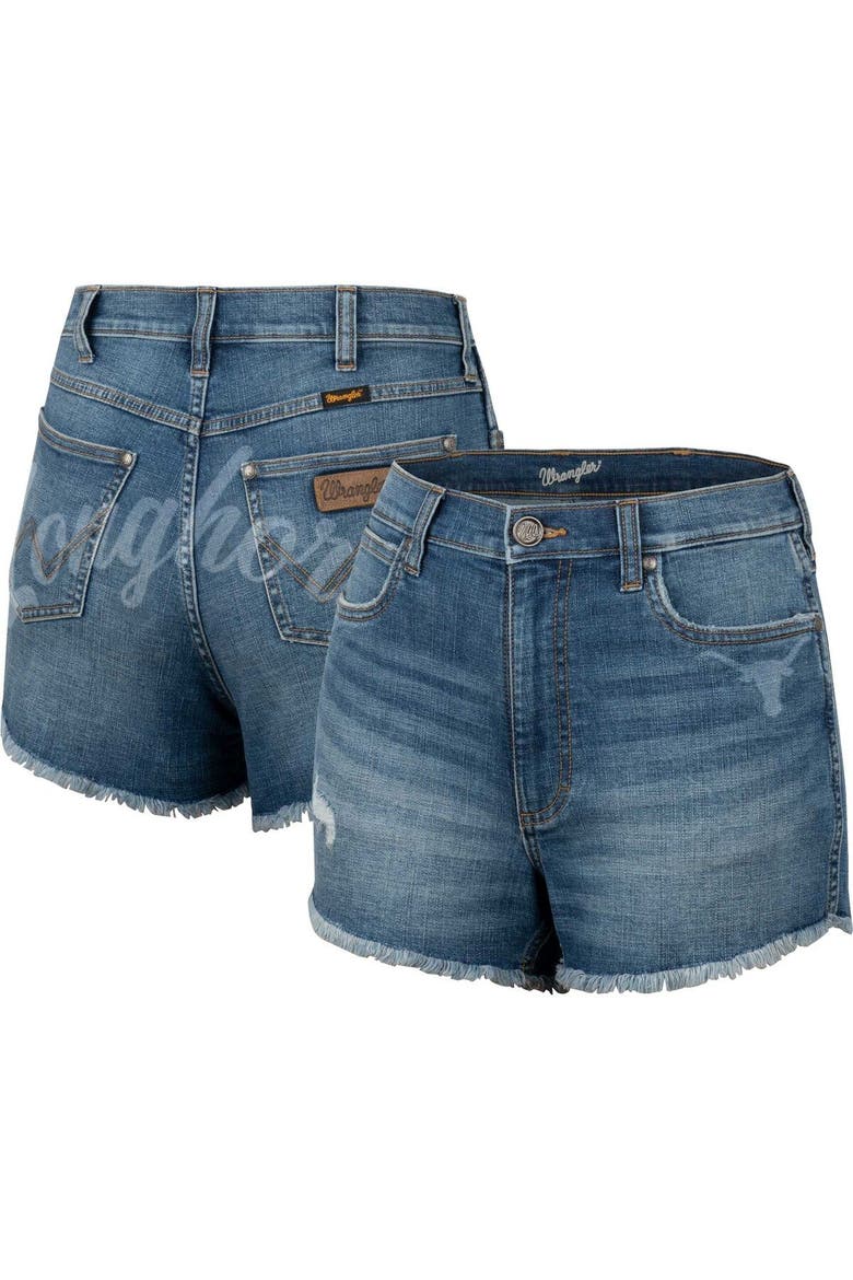 Women's Colosseum x Wrangler Blue Texas Longhorns Retro High Rise Cut-Off Shorts, Main, color, Blue