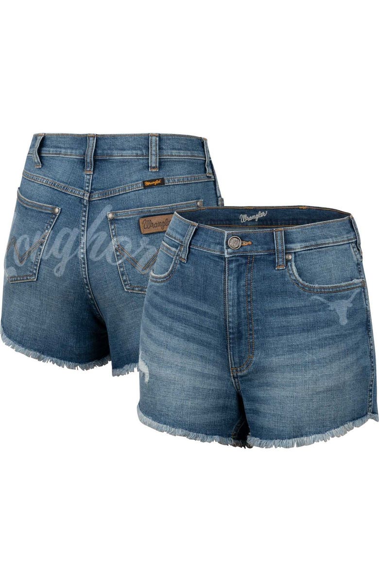 COLOSSEUM X WRANGLER Women's Colosseum x Wrangler Blue Texas Longhorns Retro High Rise Cut-Off Shorts, Main, color, Blue