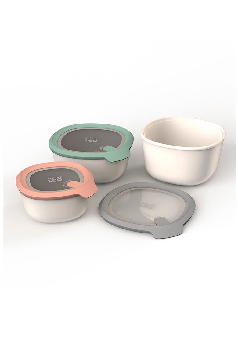 INTERNATIONAL Leo To Go 3-Piece Covered Bowl Set, Main, color, WHITE GREY MINT PINK