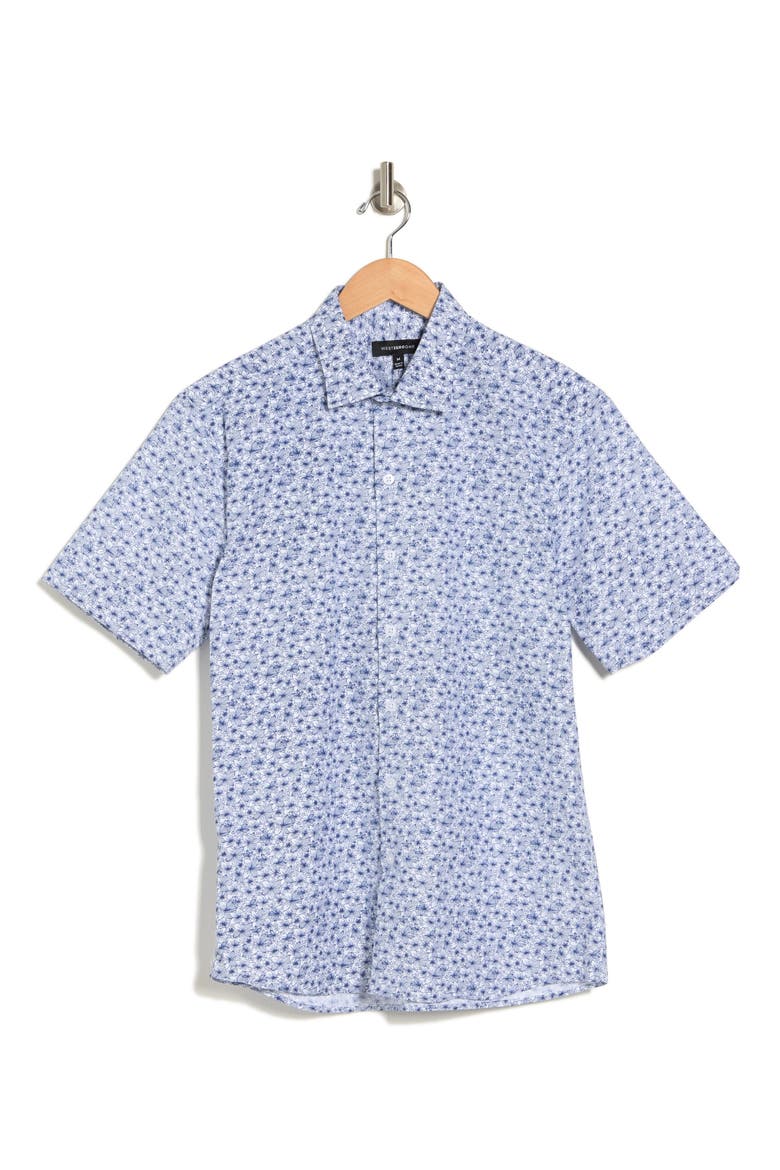 Bethel Floral Short Sleeve Button-Up Shirt, Alternate, color, BLUE