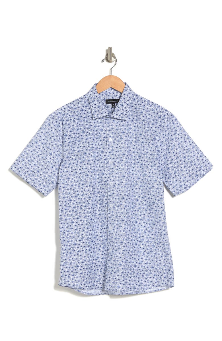 WESTZEROONE Bethel Floral Short Sleeve Button-Up Shirt, Alternate, color, Blue