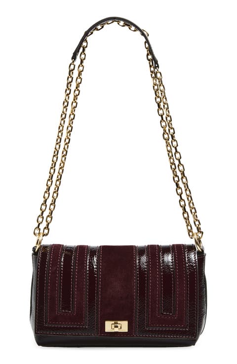 Mortimer Paneled Patent Leather & Suede Crossbody Bag