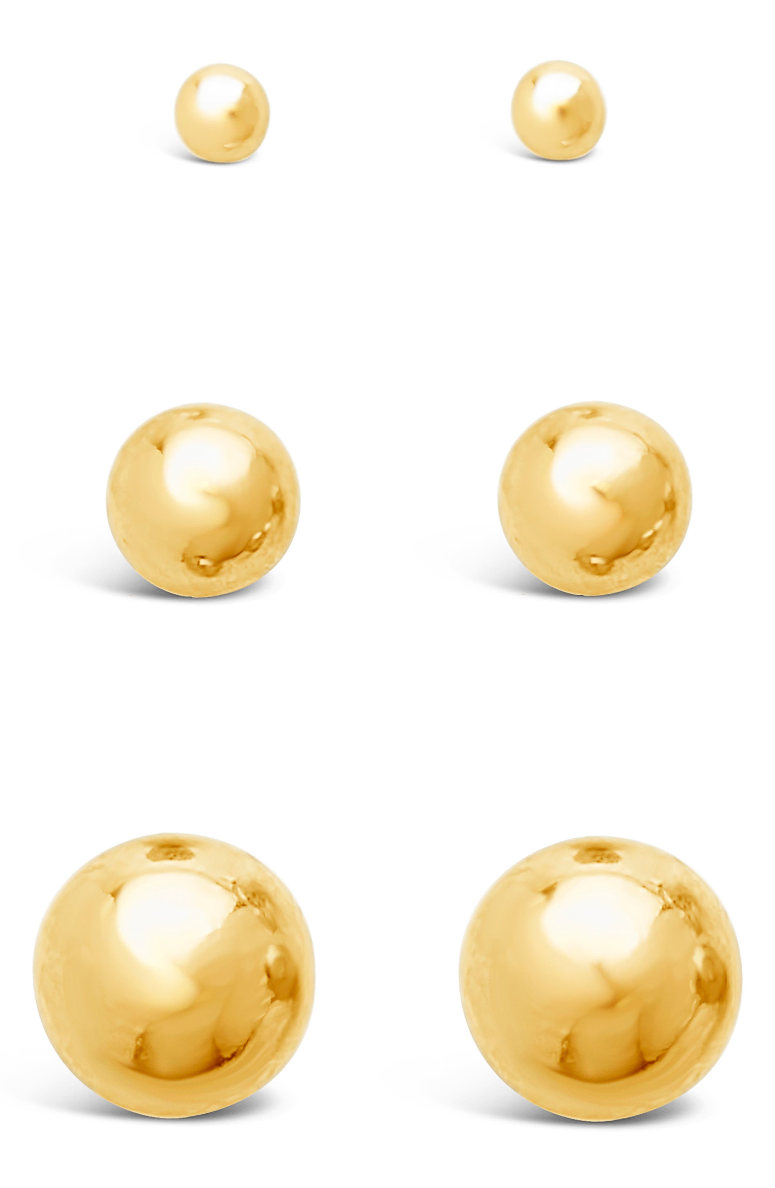 Sterling Forever Sphere Set of 3 Stud Earrings (Women) | Nordstrom