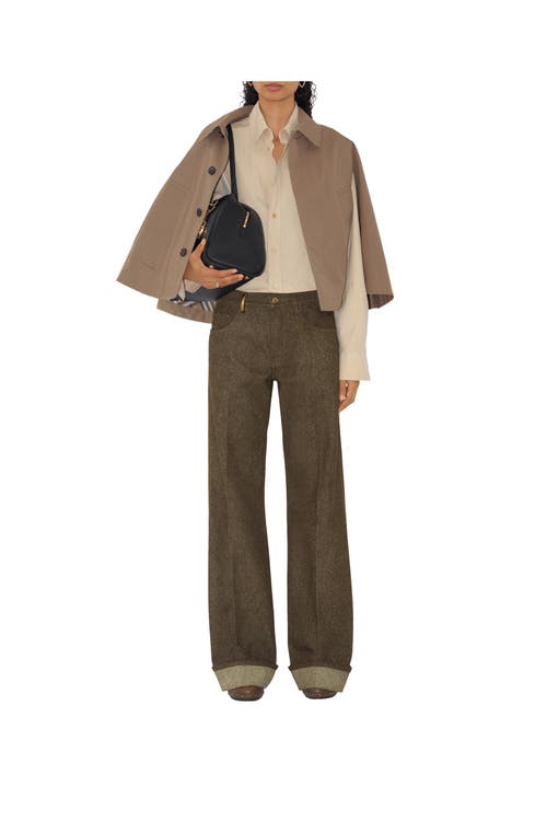 Burberry Cropped Cotton Twill Cape In Trail