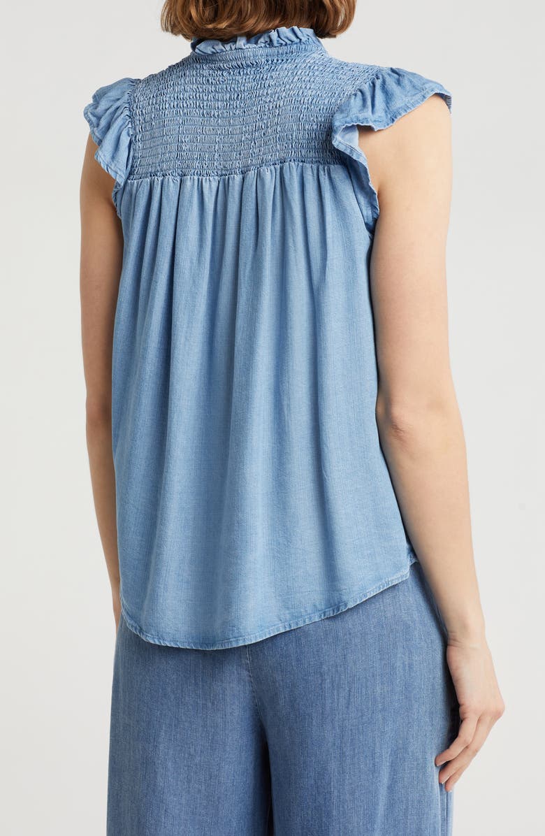 INDUSTRY REPUBLIC CLOTHING Smocked Cap Sleeve Chambray Top, Alternate, color, 